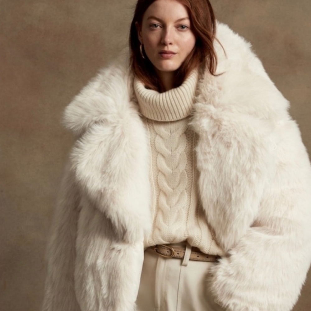 NEW Banana Republic faux fur reversible down jacket